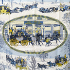 Hermes Scarf Carre 90 L'hiver en Poste Winter Mail Silk Blue — view 2