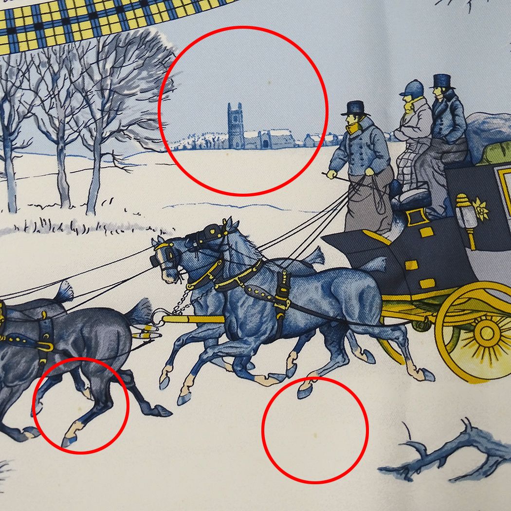 Hermes Scarf Carre 90 L'hiver en Poste Winter Mail Silk Blue — view 9
