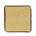 Chanel Quilted Shoulder Bag Straw Beige Pink Gold Chain Small — view 3