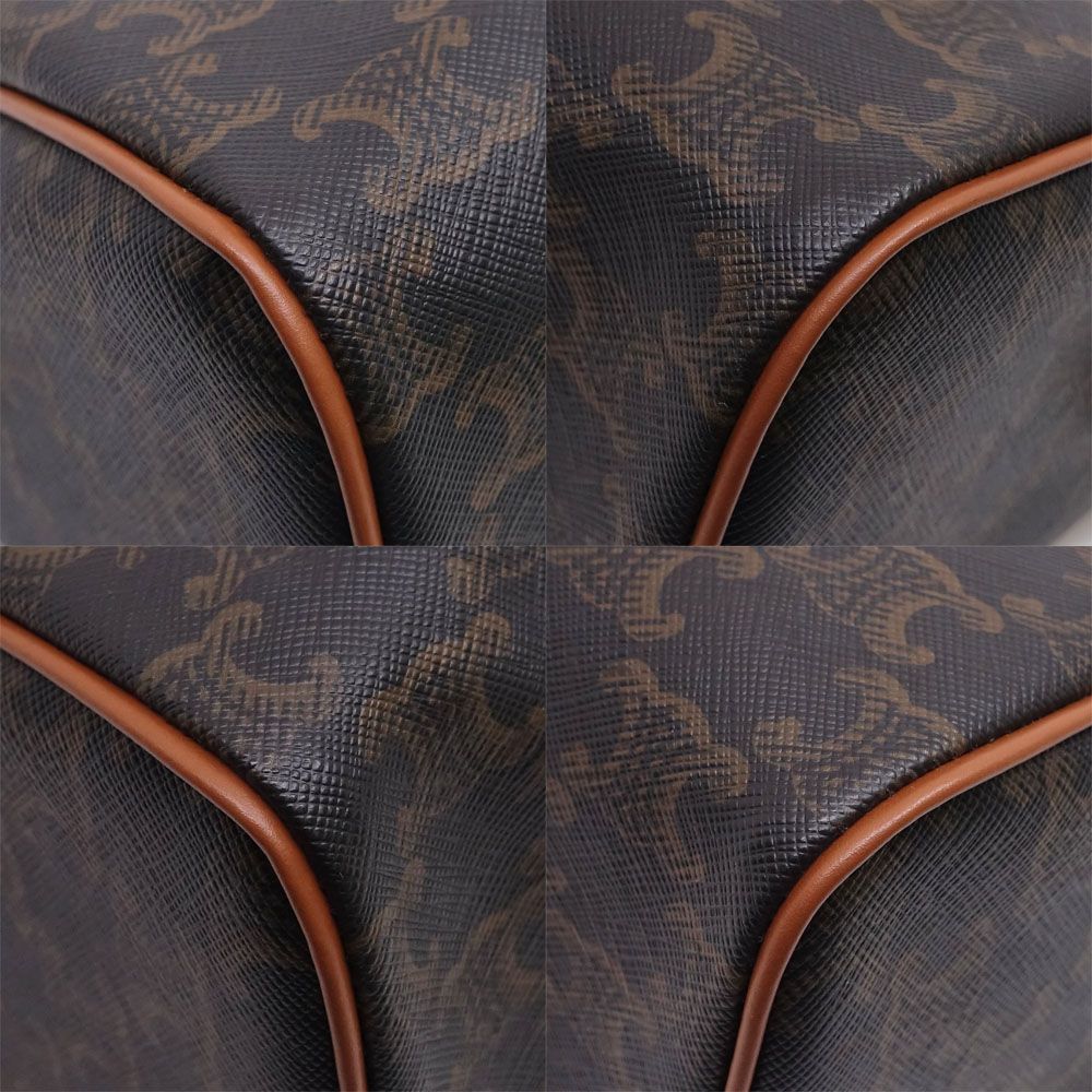 Celine Small Boston Handbag 2-Way Triomphe Canvas Gold — view 5