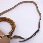 Gucci Bamboo Handbag 2-Way Beige Gold Floral Pattern — view 9