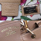 Gucci Bamboo Handbag 2-Way Beige Gold Floral Pattern — view 7