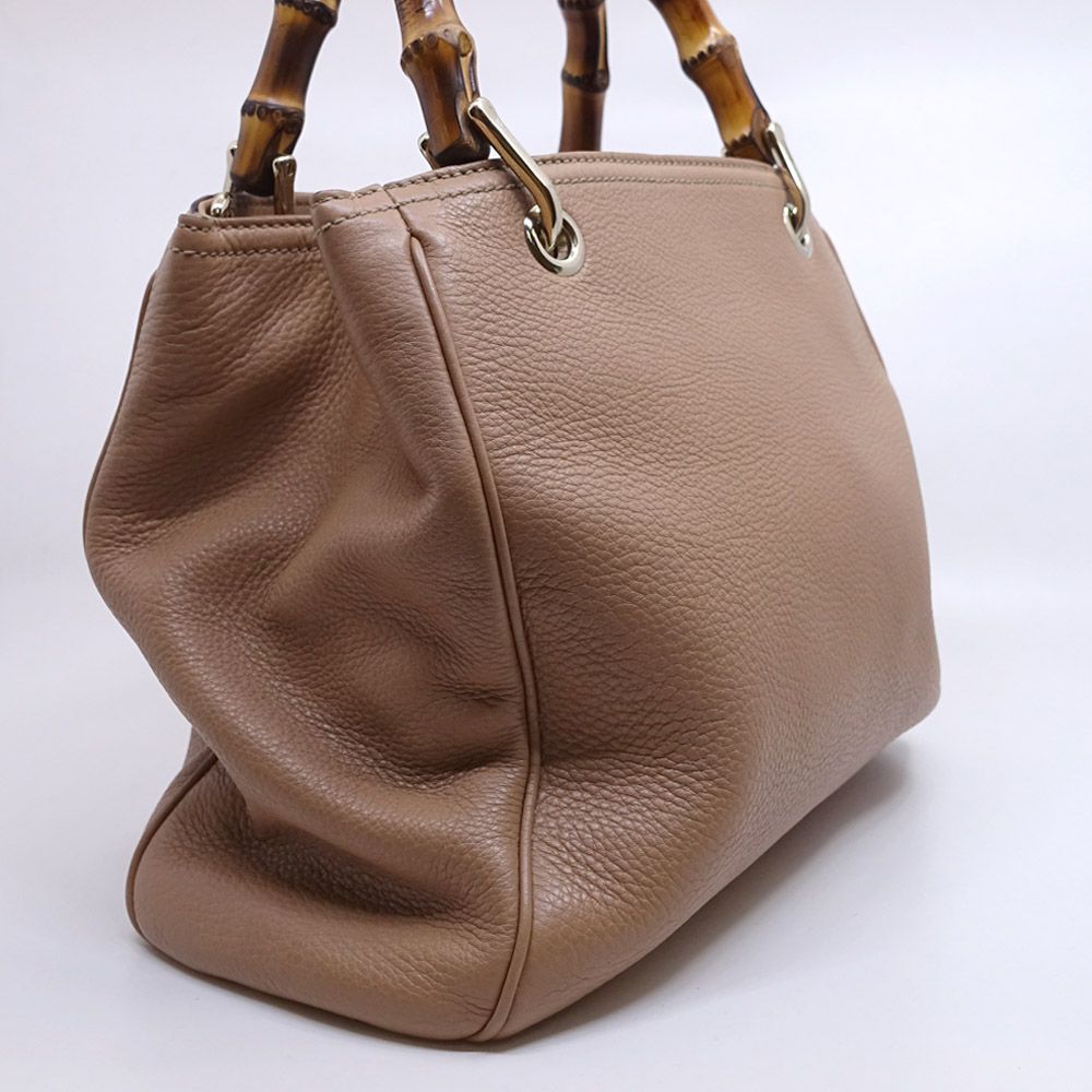 Gucci Bamboo Handbag 2-Way Beige Gold Floral Pattern — view 2