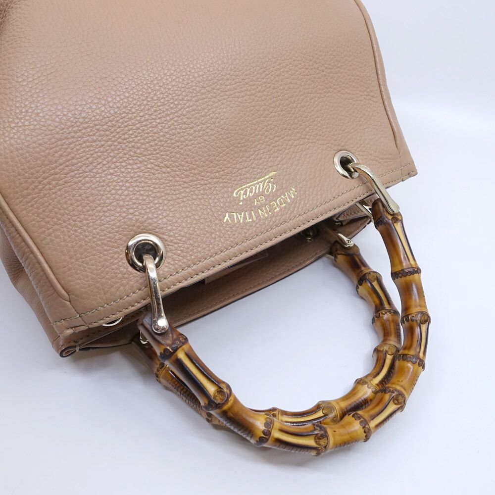 Gucci Bamboo Handbag 2-Way Beige Gold Floral Pattern — view 3