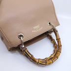 Gucci Bamboo Handbag 2-Way Beige Gold Floral Pattern — view 3