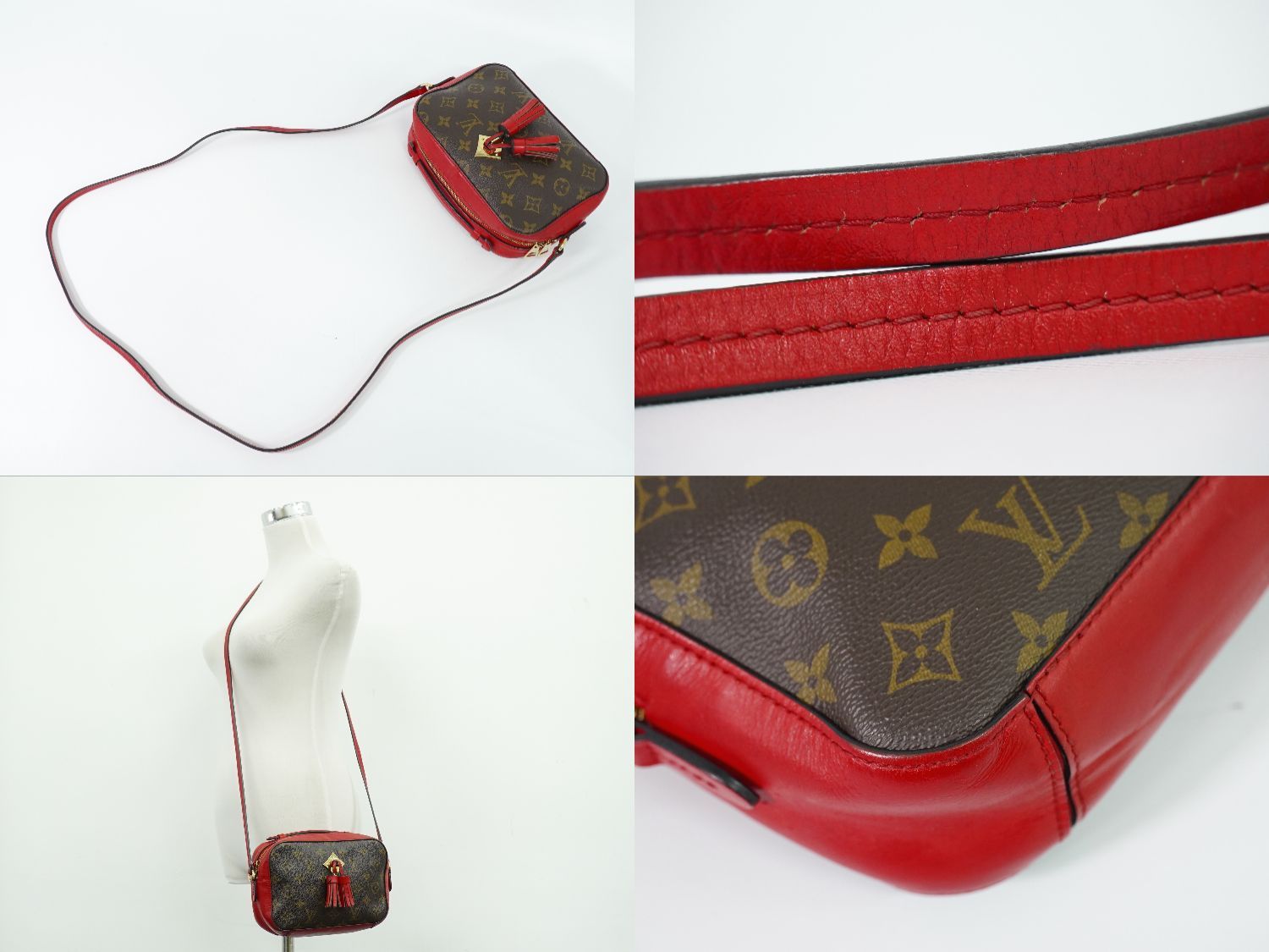 Louis Vuitton LV Saintonge Monogram Shoulder Bag Pochette Brown Coquelicot — view 6