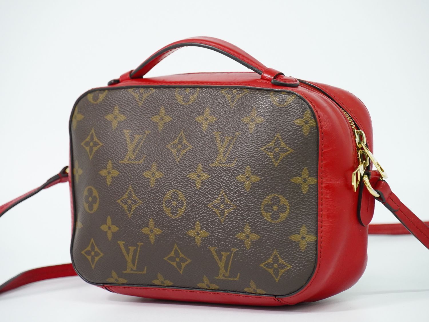 Louis Vuitton LV Saintonge Monogram Shoulder Bag Pochette Brown Coquelicot — view 2