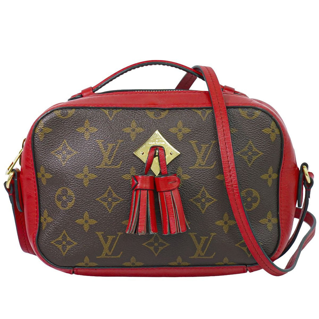 Louis Vuitton LV Saintonge Monogram Shoulder Bag Pochette Brown Coquelicot
