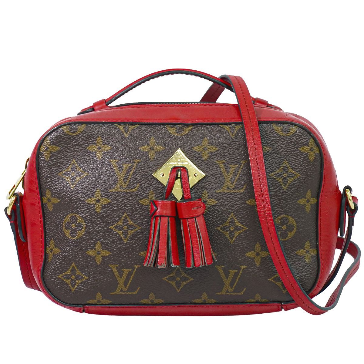 Louis Vuitton LV Saintonge Monogram Shoulder Bag Pochette Brown Coquelicot