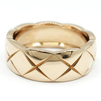 Chanel 18k Pink Gold Coco Crush Ring Quilted Beige — view 6