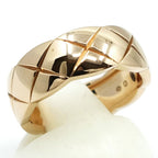 Chanel 18k Pink Gold Coco Crush Ring Quilted Beige — view 5