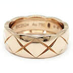 Chanel 18k Pink Gold Coco Crush Ring Quilted Beige — view 7