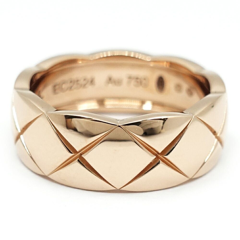 Chanel 18k Pink Gold Coco Crush Ring Quilted Beige — view 7