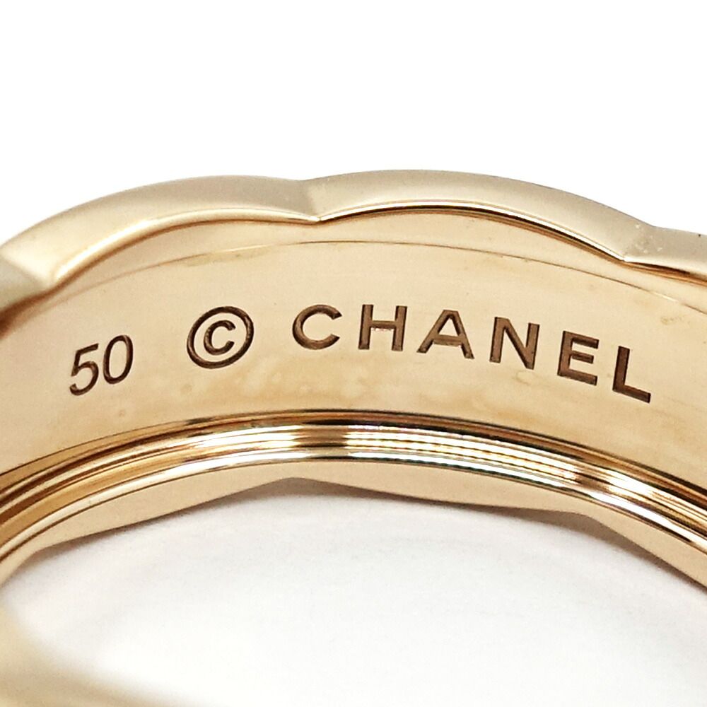 Chanel 18k Pink Gold Coco Crush Ring Quilted Beige — view 8