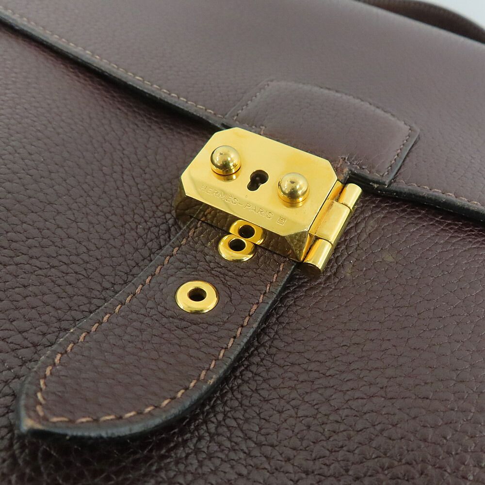 Hermes Sac a Depeches 41 Brown Togo Gold Document — view 6