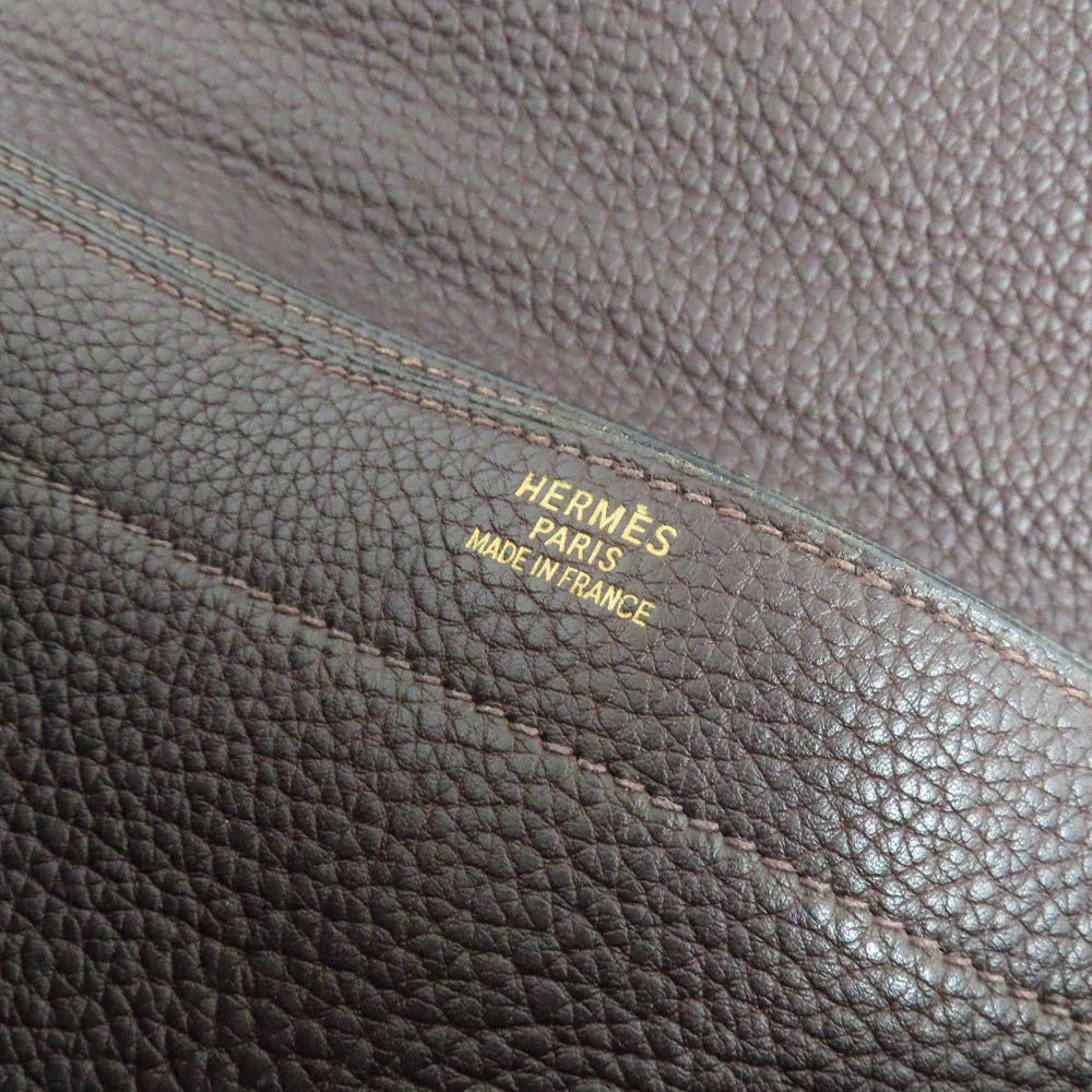 Hermes Sac a Depeches 41 Brown Togo Gold Document — view 7