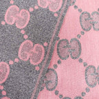 Gucci Ten Scarf Gray Pink GG Jacquard Logo Fringe Wool Shawl — view 6