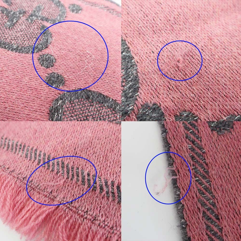 Gucci Ten Scarf Gray Pink GG Jacquard Logo Fringe Wool Shawl — view 8
