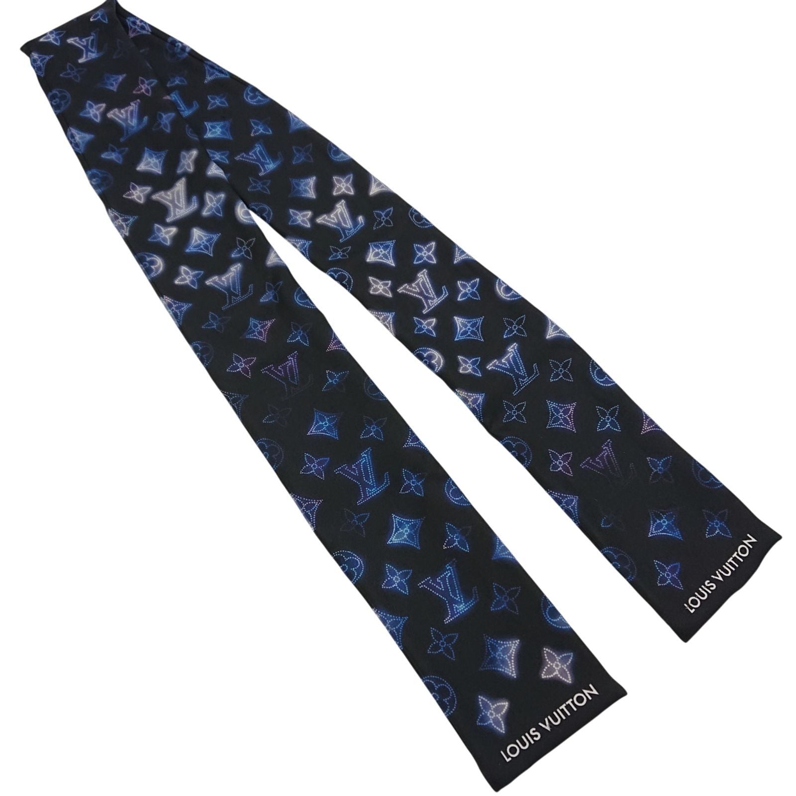 Louis Vuitton Monogram Manahi Bandeau Scarf Black Silk — view 2