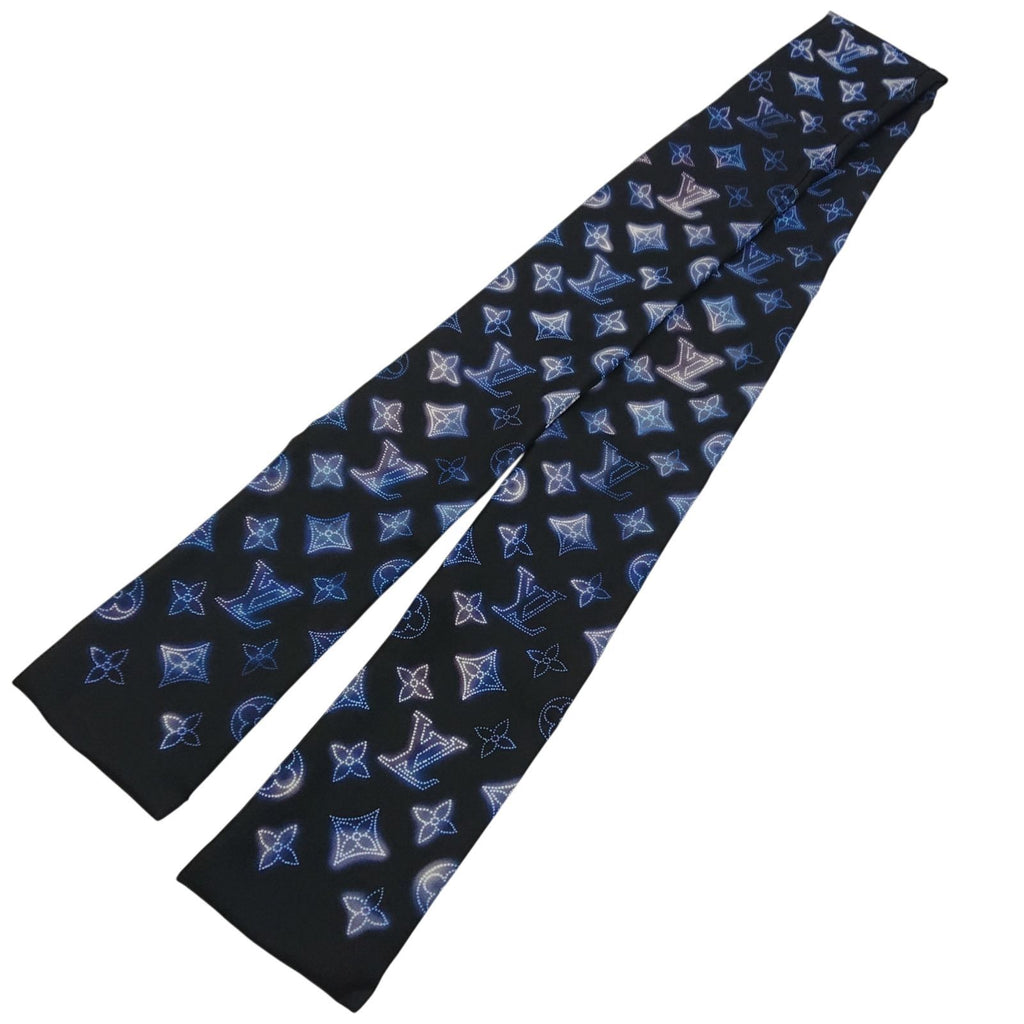 Louis Vuitton Monogram Manahi Bandeau Scarf Black Silk — view 3