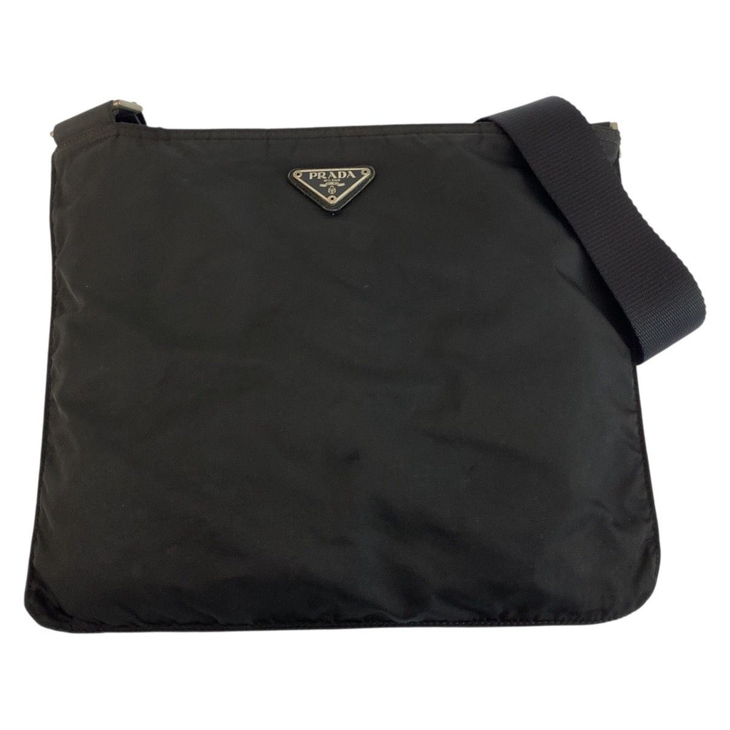Prada Tessuto Black Silver Nylon Shoulder