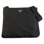 Prada Tessuto Black Silver Nylon Shoulder
