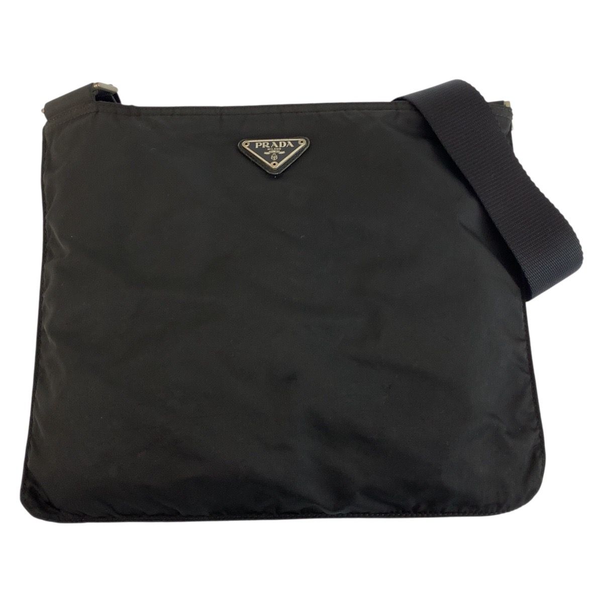 Prada Tessuto Black Silver Nylon Shoulder