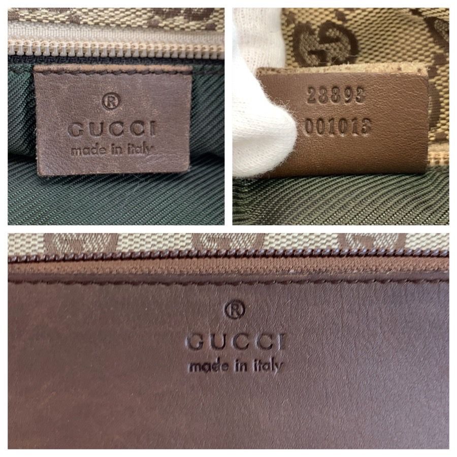 Gucci Brown Beige GG Canvas Leather Tote Shoulder — view 3