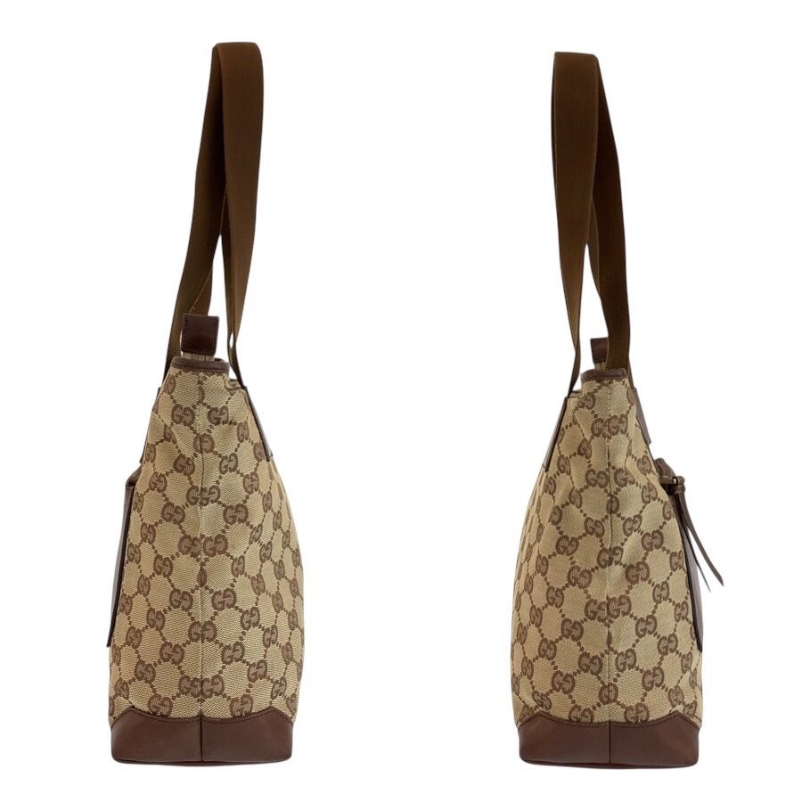 Gucci Brown Beige GG Canvas Leather Tote Shoulder — view 8