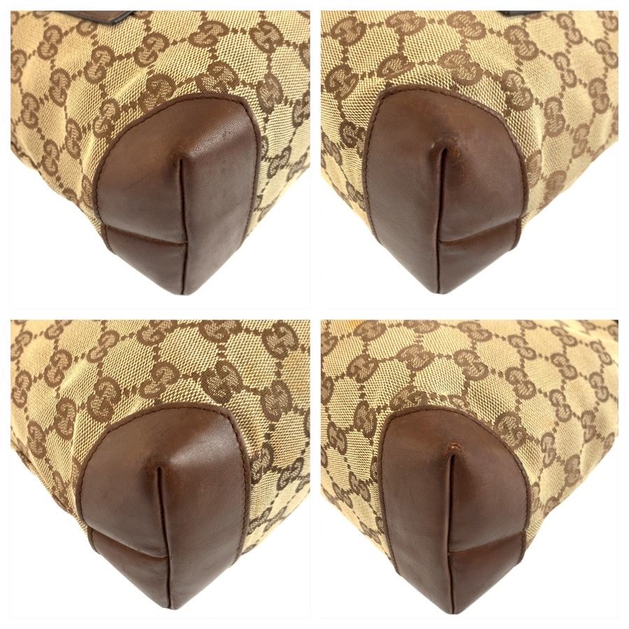 Gucci Brown Beige GG Canvas Leather Tote Shoulder — view 4