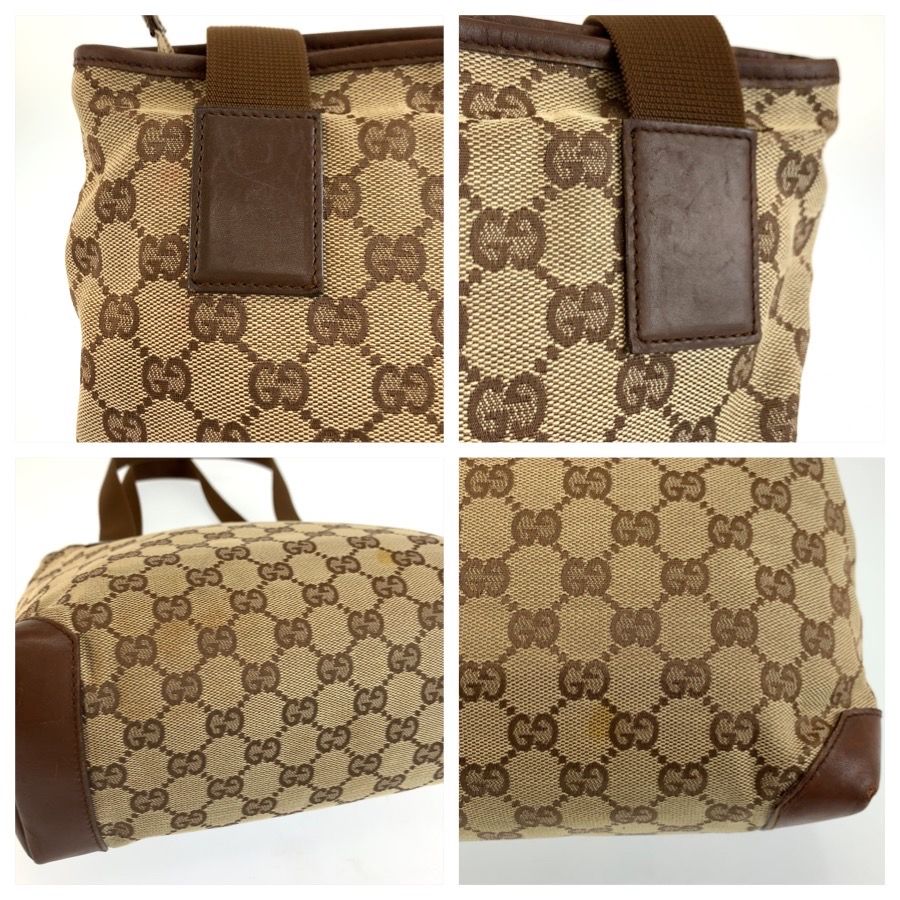 Gucci Brown Beige GG Canvas Leather Tote Shoulder — view 6