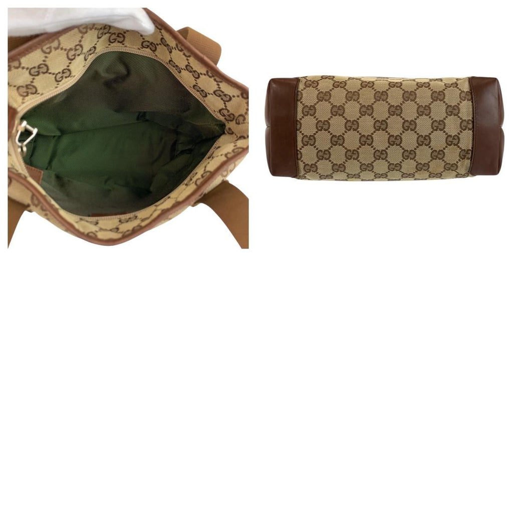 Gucci Brown Beige GG Canvas Leather Tote Shoulder — view 9