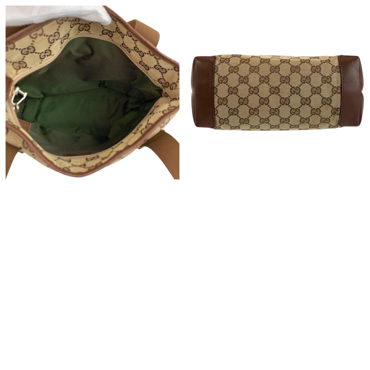 Gucci Brown Beige GG Canvas Leather Tote Shoulder — view 9