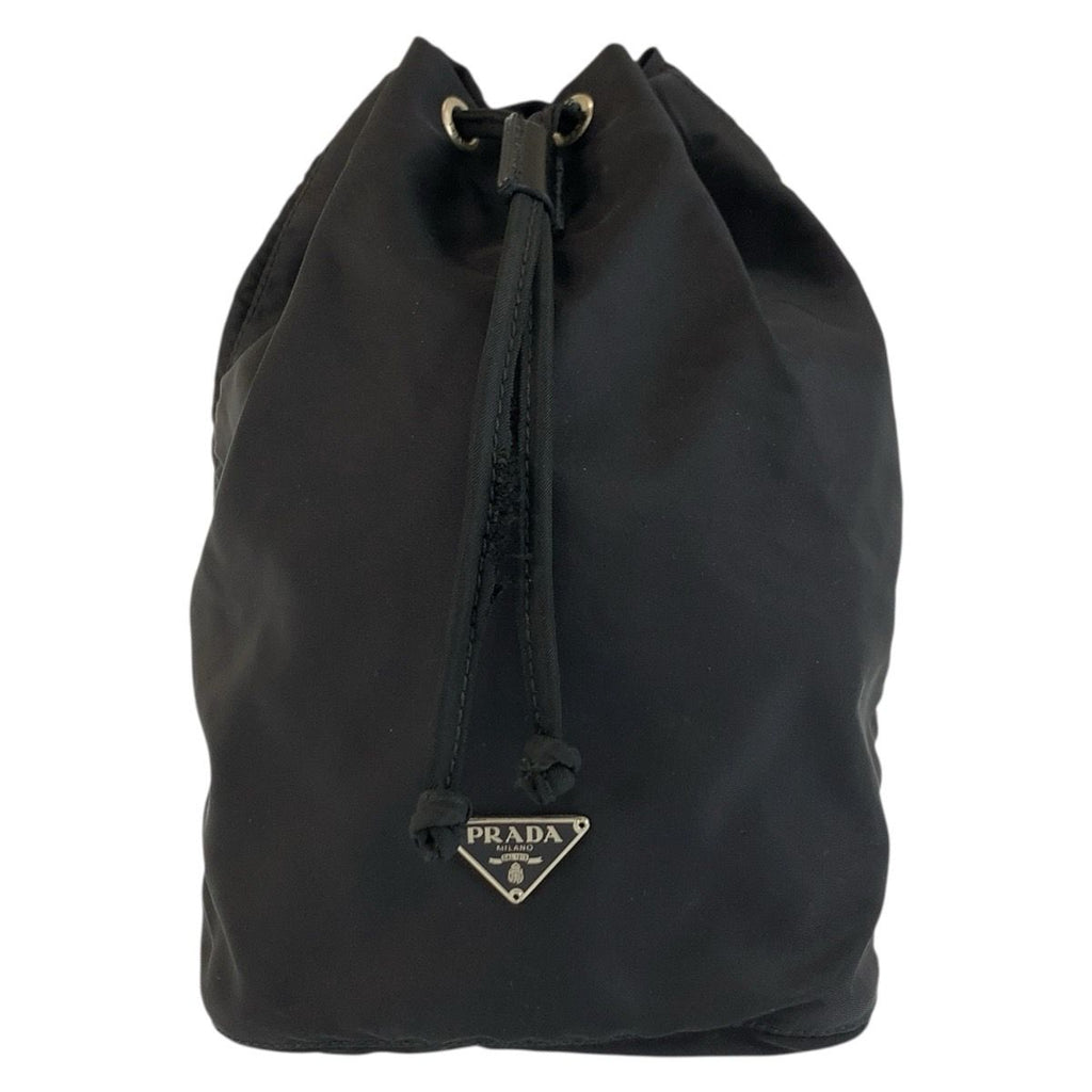 Prada Tessuto Black Silver Nylon Pouch Drawstring