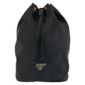 Prada Tessuto Black Silver Nylon Pouch Drawstring