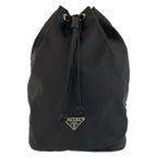Prada Tessuto Black Silver Nylon Pouch Drawstring
