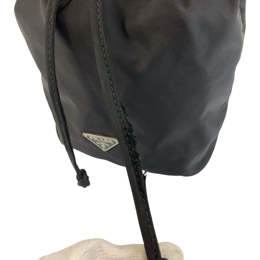 Prada Tessuto Black Silver Nylon Pouch Drawstring — view 5