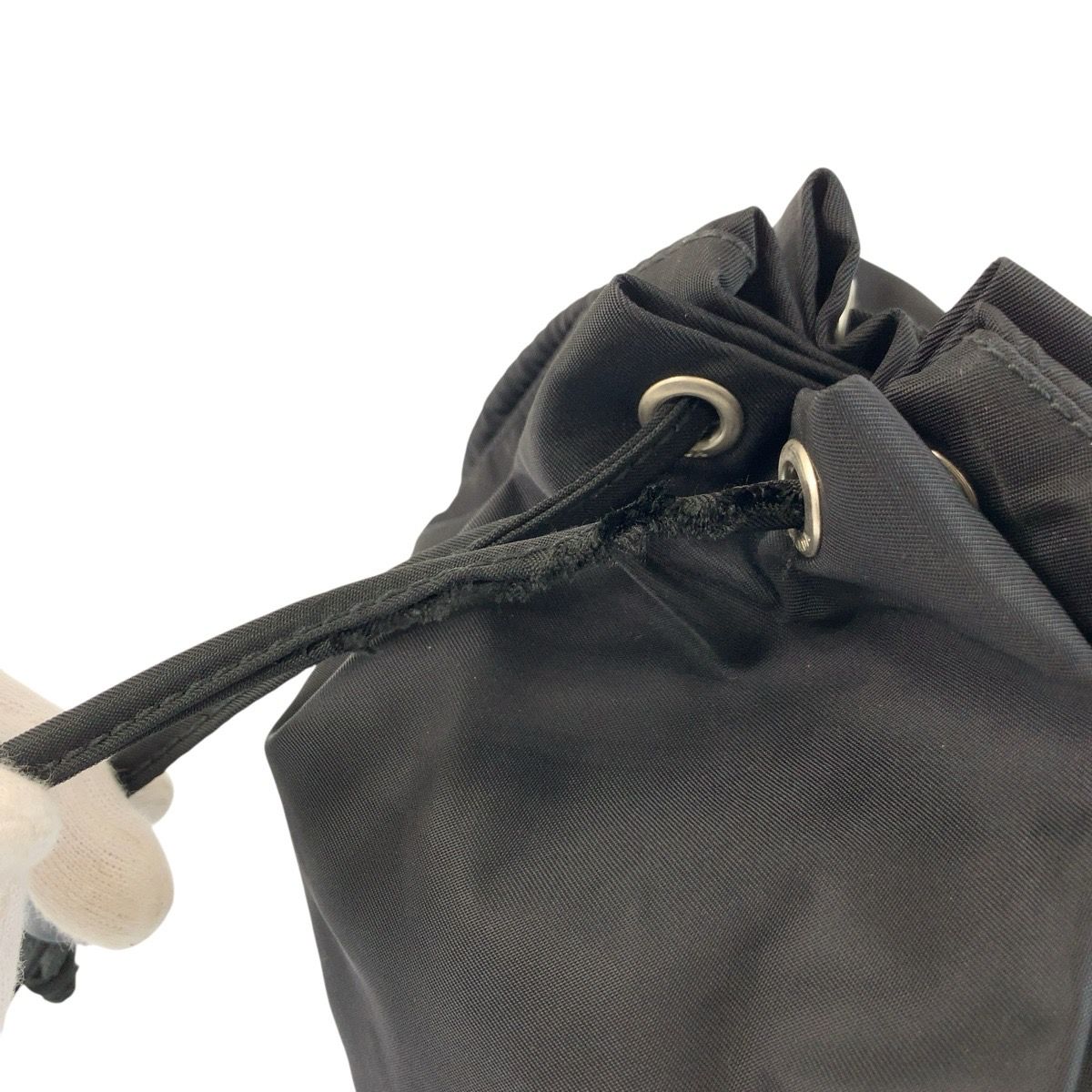 Prada Tessuto Black Silver Nylon Pouch Drawstring — view 6