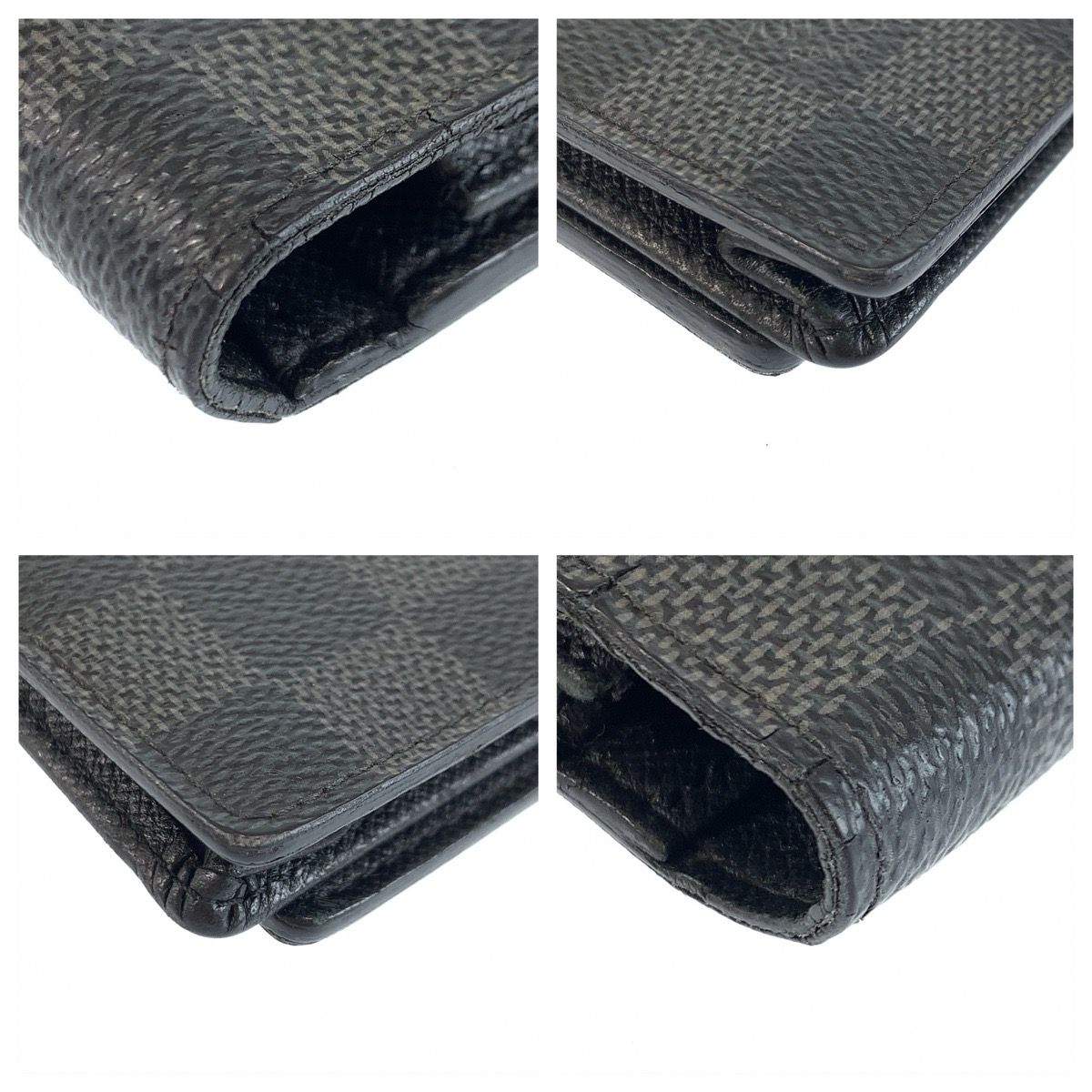 Louis Vuitton Damier Graphite Portefeuille Brazza Black Gray Wallet — view 3