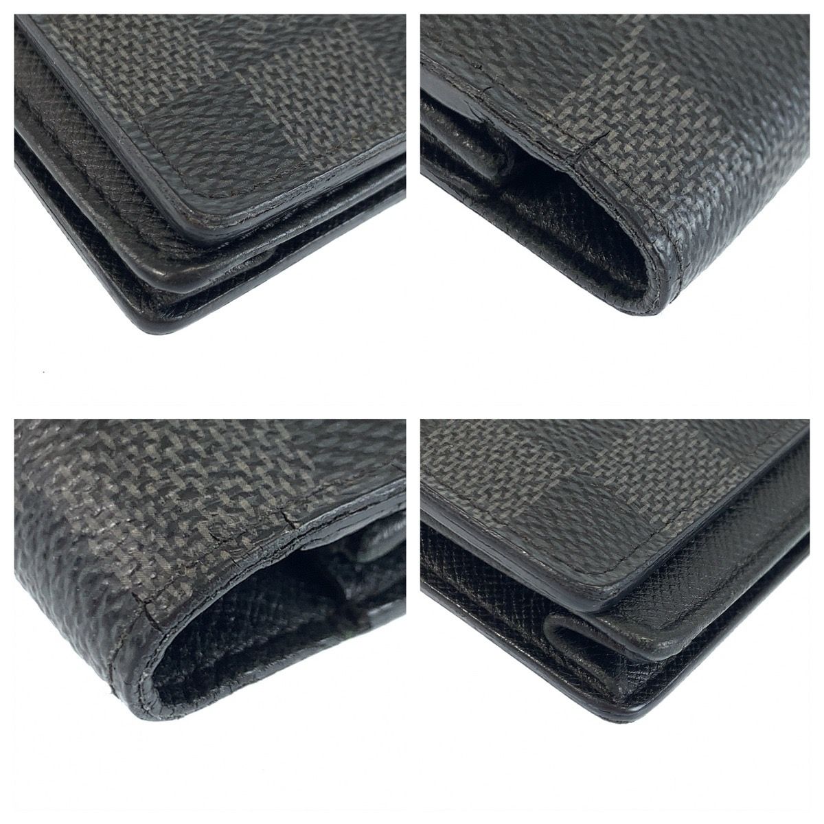 Louis Vuitton Damier Graphite Portefeuille Brazza Black Gray Wallet — view 4