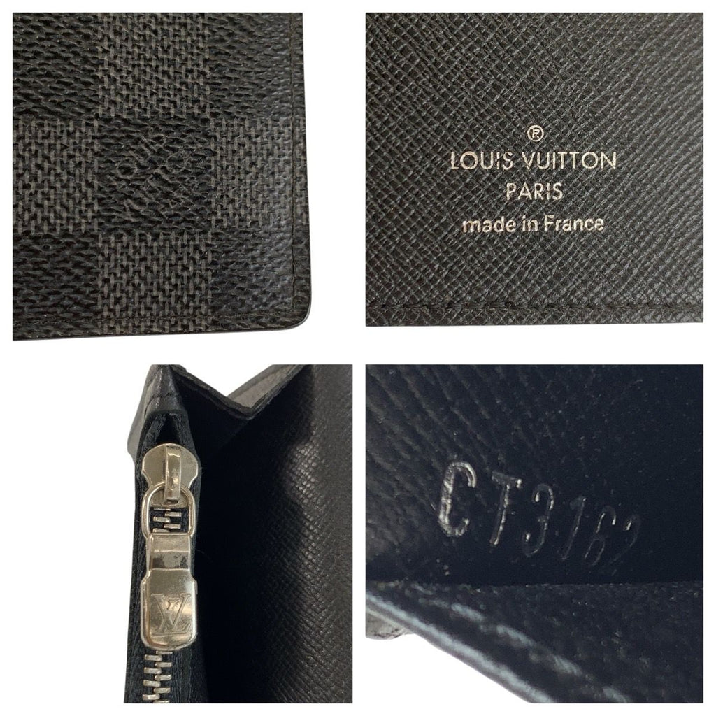 Louis Vuitton Damier Graphite Portefeuille Brazza Black Gray Wallet — view 5
