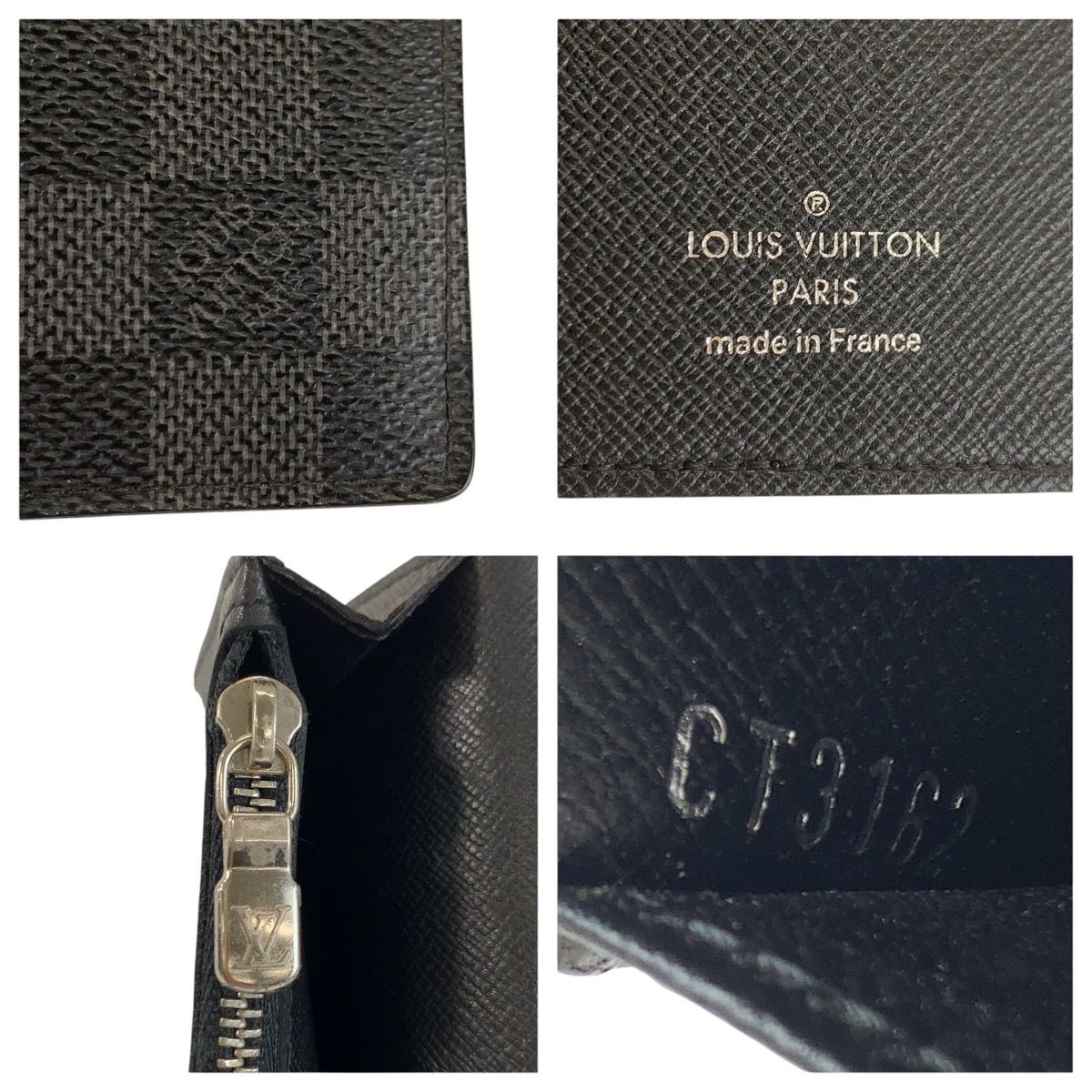 Louis Vuitton Damier Graphite Portefeuille Brazza Black Gray Wallet — view 5