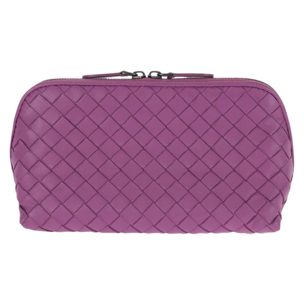 Bottega Veneta Intrecciato Purple Amethyst Leather Pouch Makeup Case
