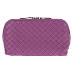 Bottega Veneta Intrecciato Purple Amethyst Leather Pouch Makeup Case