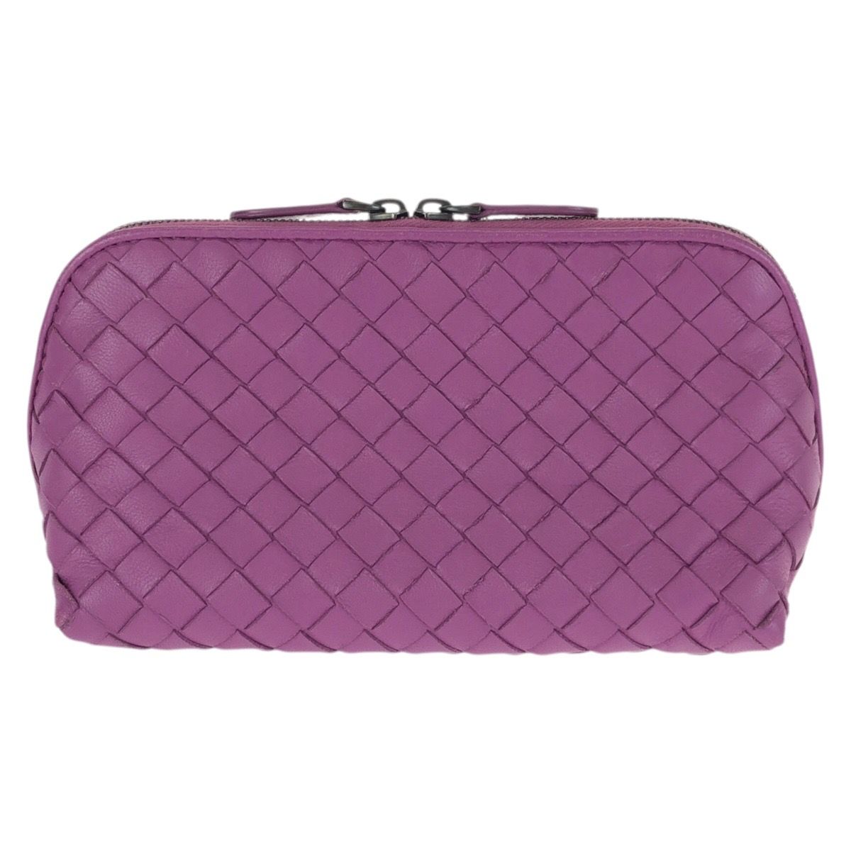 Bottega Veneta Intrecciato Purple Amethyst Leather Pouch Makeup Case