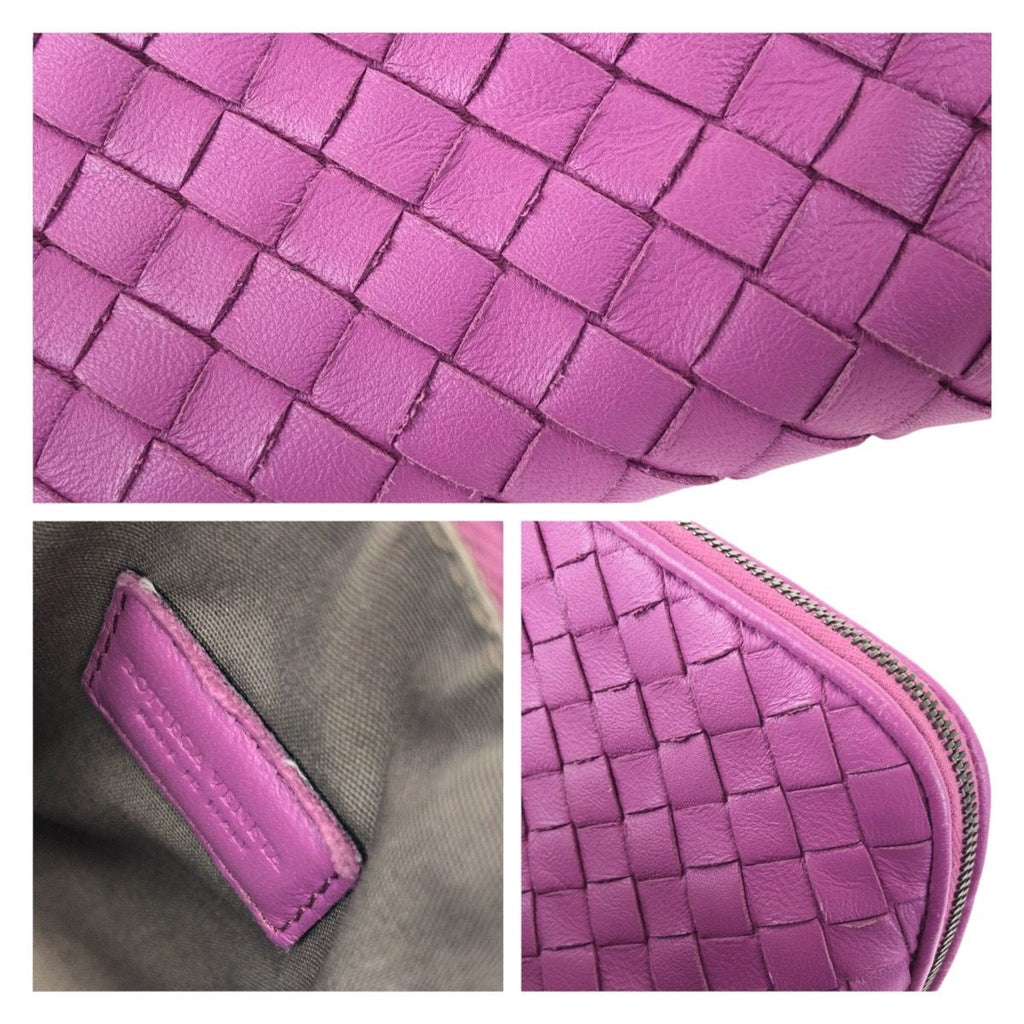Bottega Veneta Intrecciato Purple Amethyst Leather Pouch Makeup Case — view 6