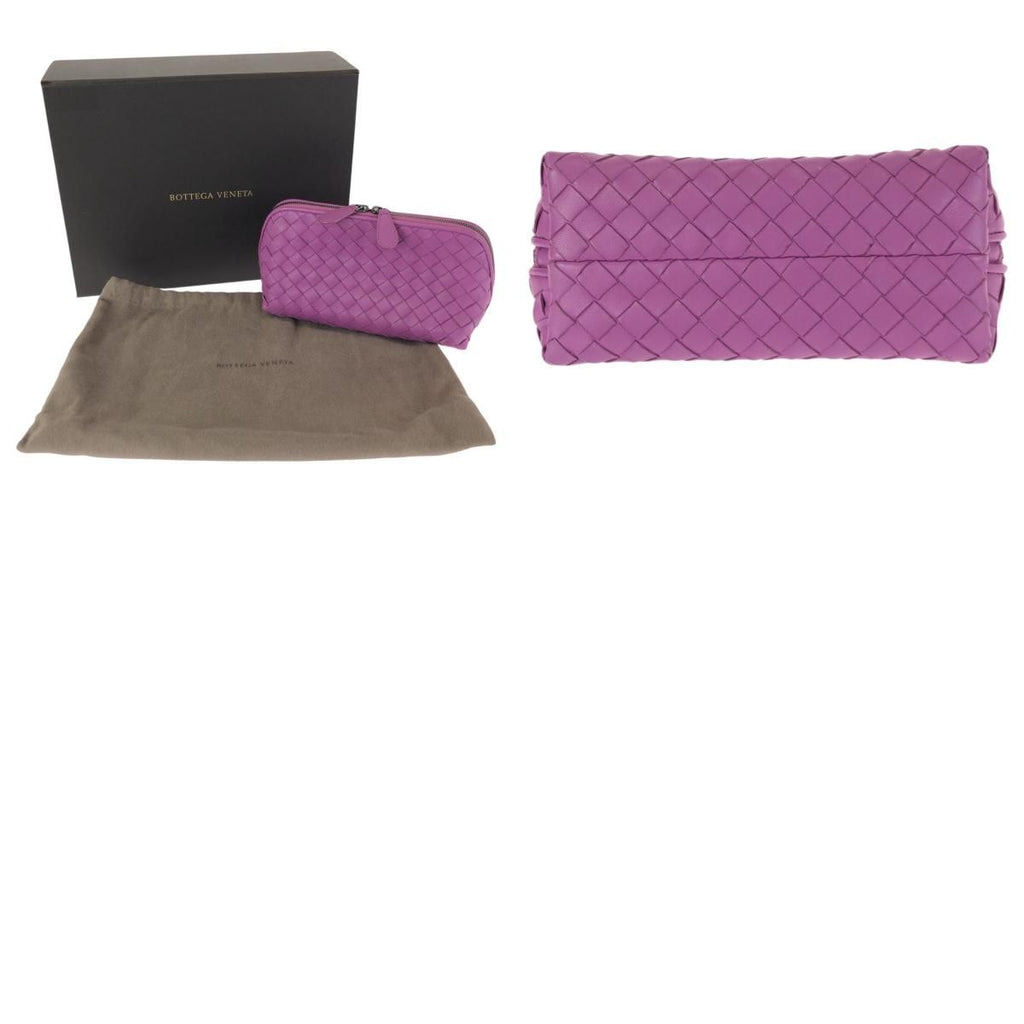 Bottega Veneta Intrecciato Purple Amethyst Leather Pouch Makeup Case — view 9