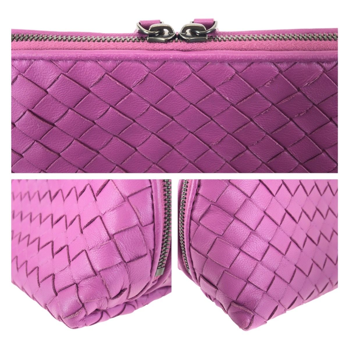 Bottega Veneta Intrecciato Purple Amethyst Leather Pouch Makeup Case — view 5