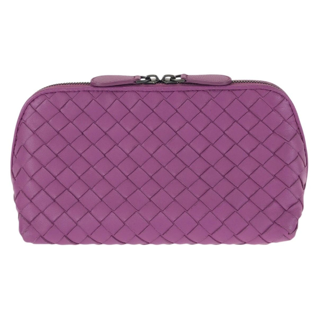 Bottega Veneta Intrecciato Purple Amethyst Leather Pouch Makeup Case — view 2