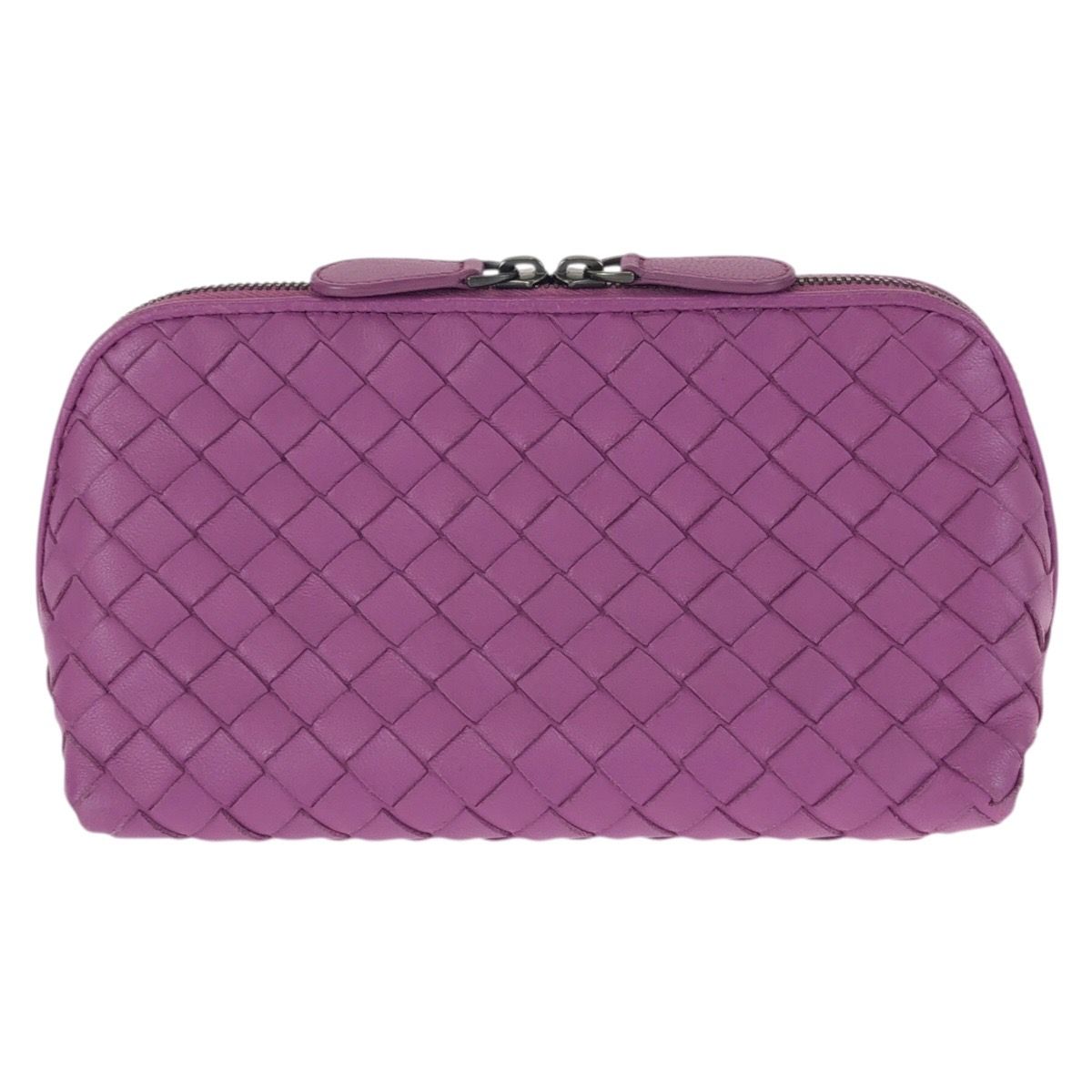 Bottega Veneta Intrecciato Purple Amethyst Leather Pouch Makeup Case — view 2
